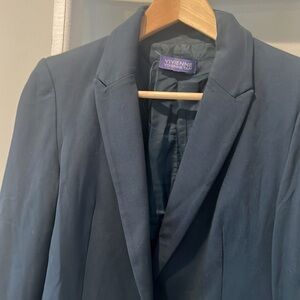 𝅺vivienne Tam blue classic one button business blazer size large